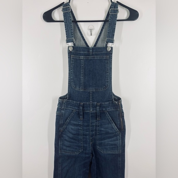 NWOT Madewell The Skinny Overalls in Elmdale Wash Side Zip Dark Blue XXS - Picture 5 of 9